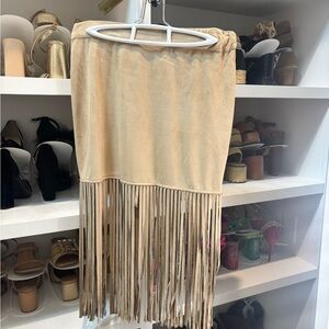 Tan Fringe Skirt